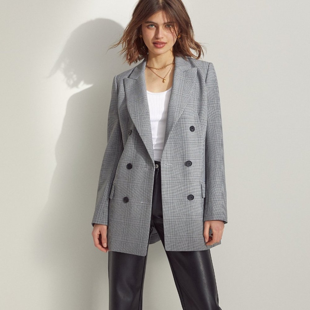 Aritzia Wilfred Margaux Check Blazer